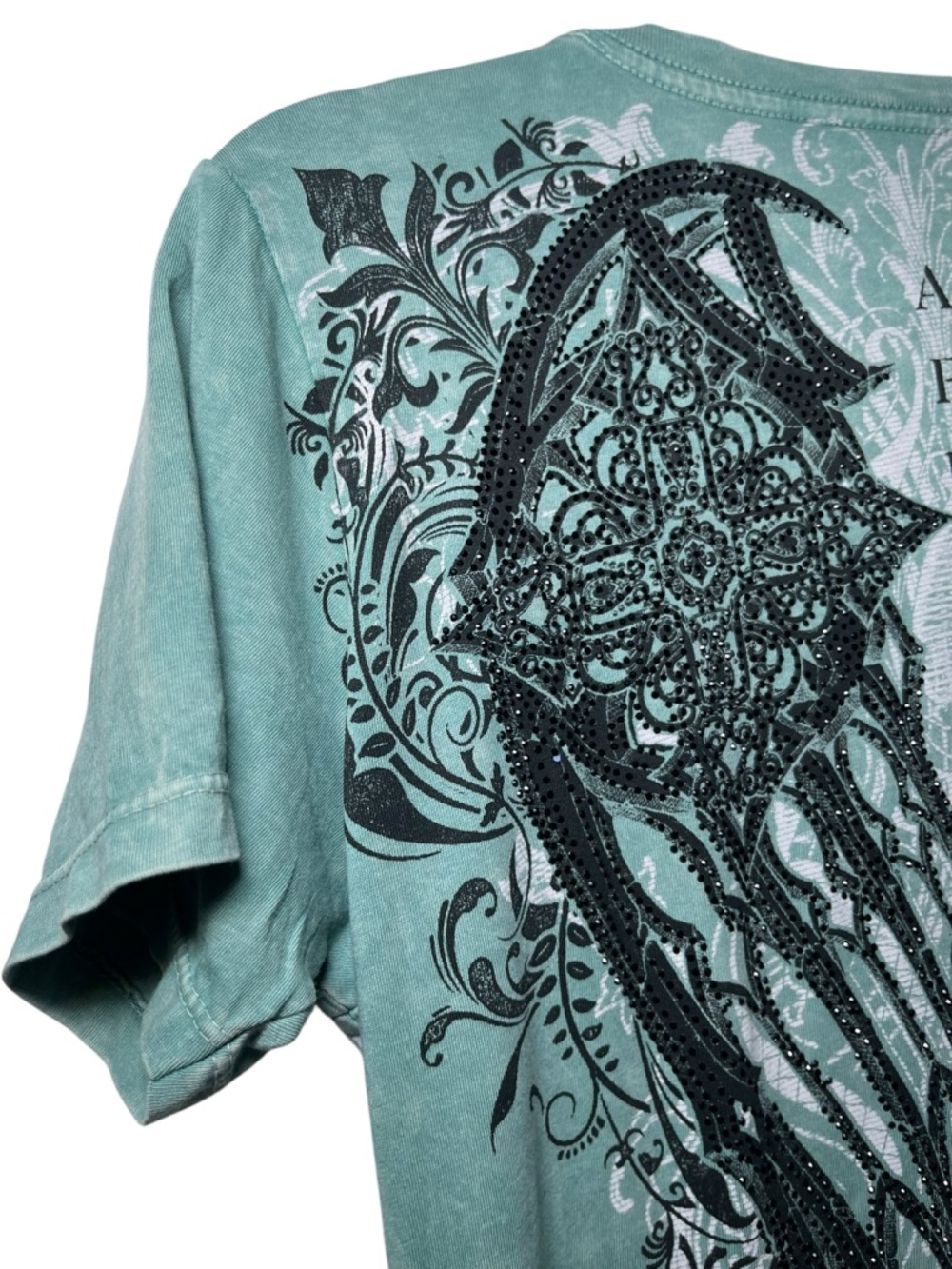 Buckle Affliction Lace-Up Y2K Deep Sea Lava Wash Graphic Short Sleeve Tee Medium - Picture 13 of 16